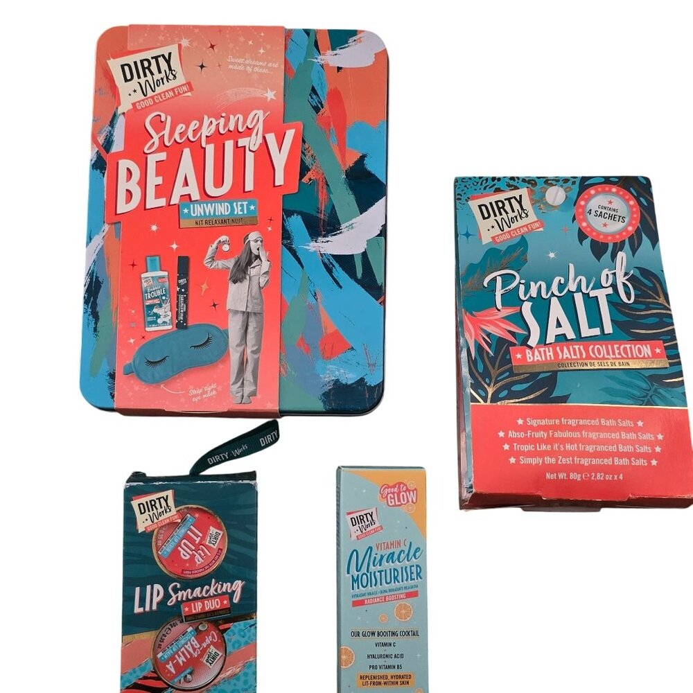 Dirty Works Get Carried Away Bath & Body Gift Set With Bath Salts & Skincare Ess